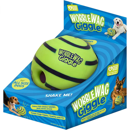 Wobble Wag Giggle Glow Ball Interactive Dog Toy Fun Giggle Sounds When Rolled or Shaken